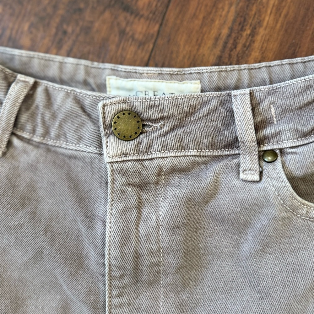 THE GREAT. the Rambler Cropped Beige Cotten stretch denim Straight Jeans | 26 - Picture 4 of 8